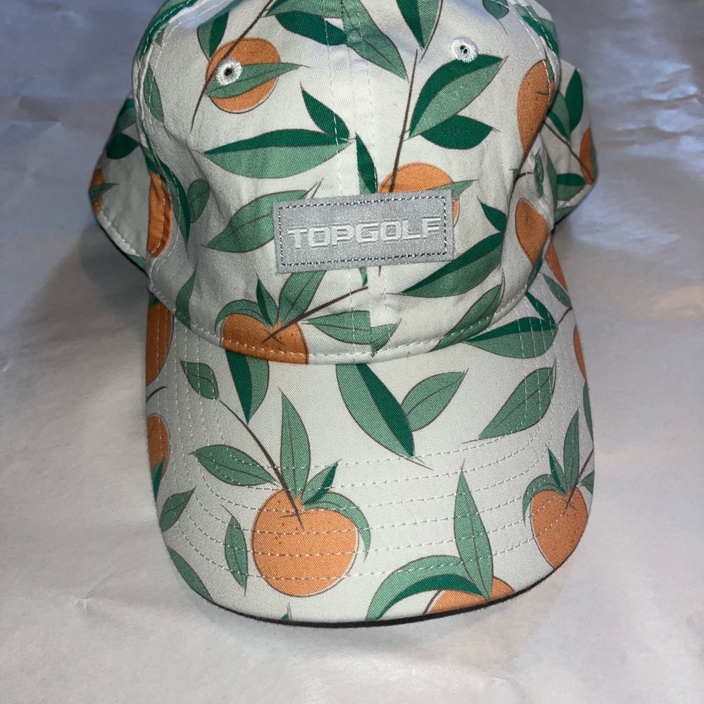 Topgolf Orange and Green Leaf Print Cap